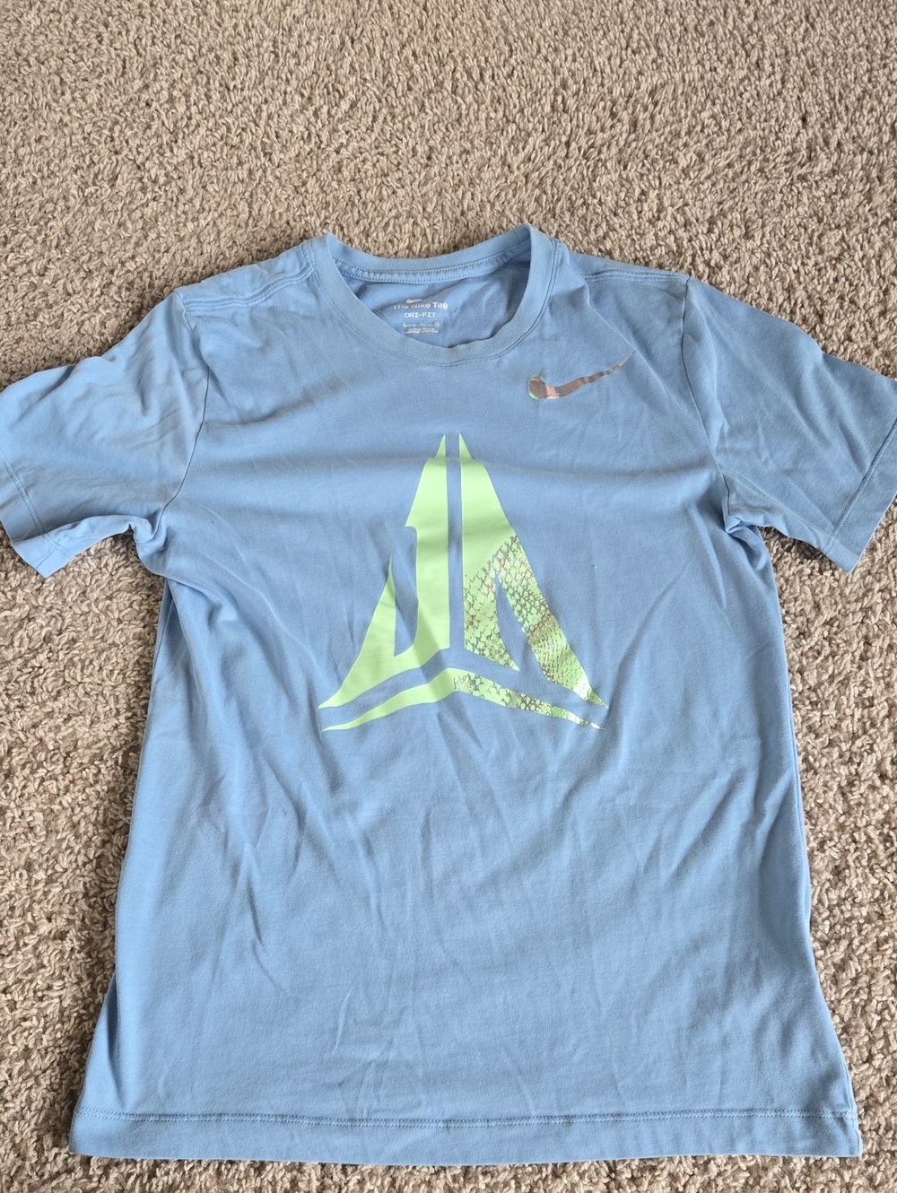 Nike Light Blue Tee with Neon Green Graphic